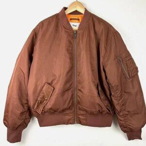 TNA Aritzia Premium 700+ Goose Down Tahoe Bomber Jacket Women M Brown Full Zip